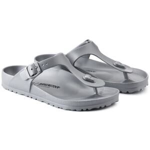 Birkenstock Gizeh Essentials Silver Metallic EVA Thong Slide Girls Sandals
